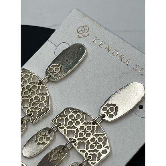 Kendra Scott Emmet Matte Gold Plated Filigree Dangle Earrings New - Picture 12 of 16